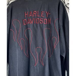 Harley Davidson Embroidered Long Sleeve Collard Shirt - Size 3X - Black